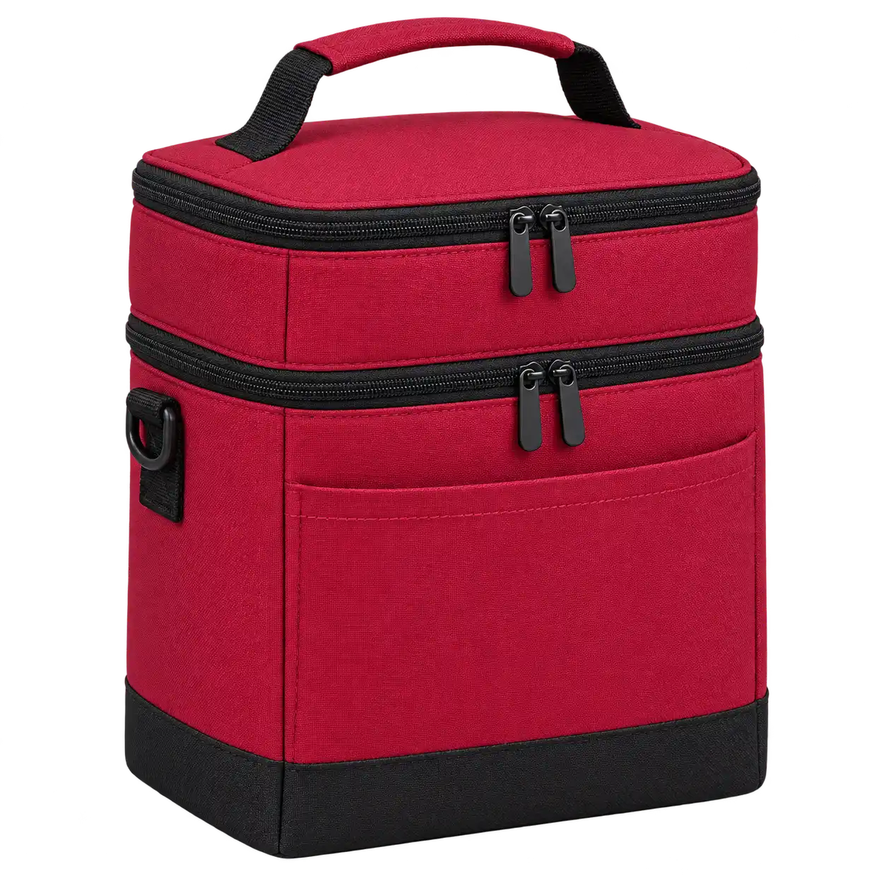 Crimson Red Polyspun Canvas Thermal Cooler Bag — As illustrated; custom strap colours available