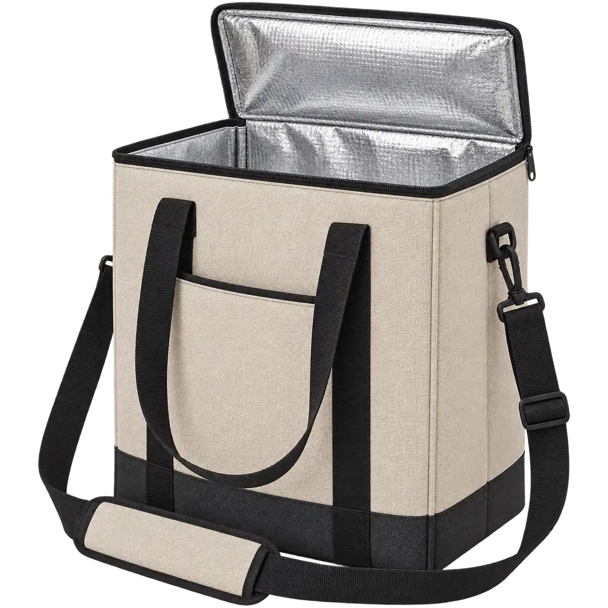 Ivory Stone Polyspun Canvas Thermal Food Delivery Bag — As illustrated; custom strap colours available
