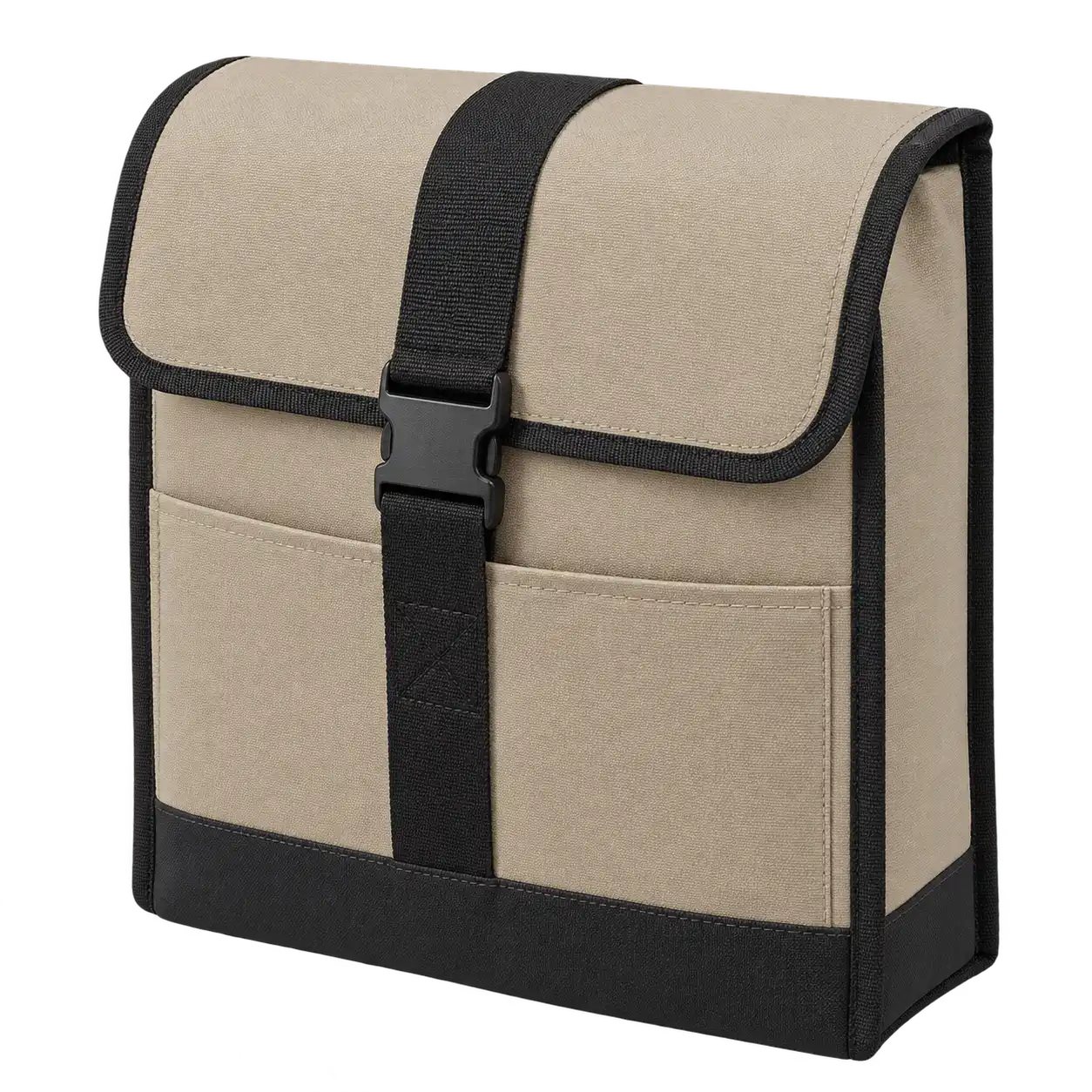 Sand Beige Polyspun Canvas Thermal Pizza Delivery Bag — As illustrated; custom strap colours available