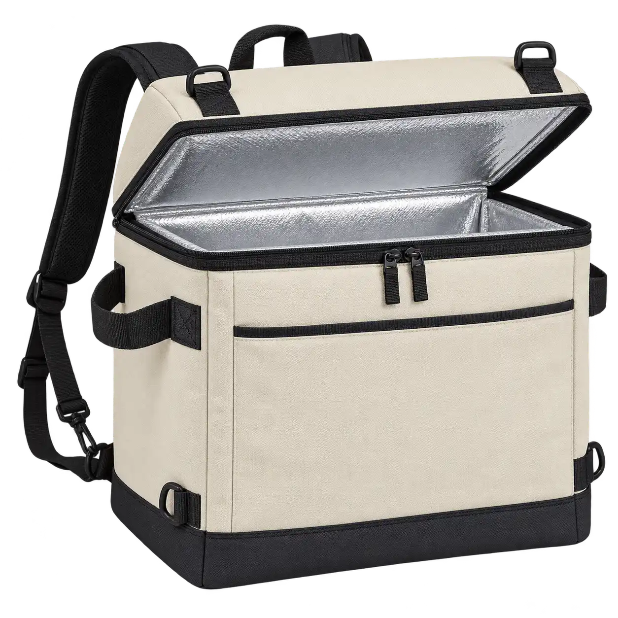 Light Cream Polyspun Canvas Insulated Rider Delivery Bag — As illustrated; custom strap colours available