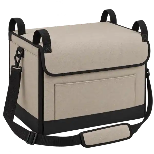 Warm Greige Polyspun Canvas Thermal Pizza Delivery Bag