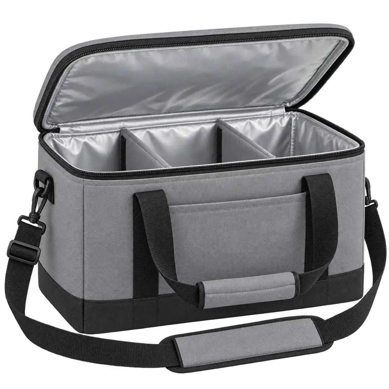 Cool Medium Grey Polyspun Canvas Thermal Burger Delivery Bag — As illustrated; custom strap colours available