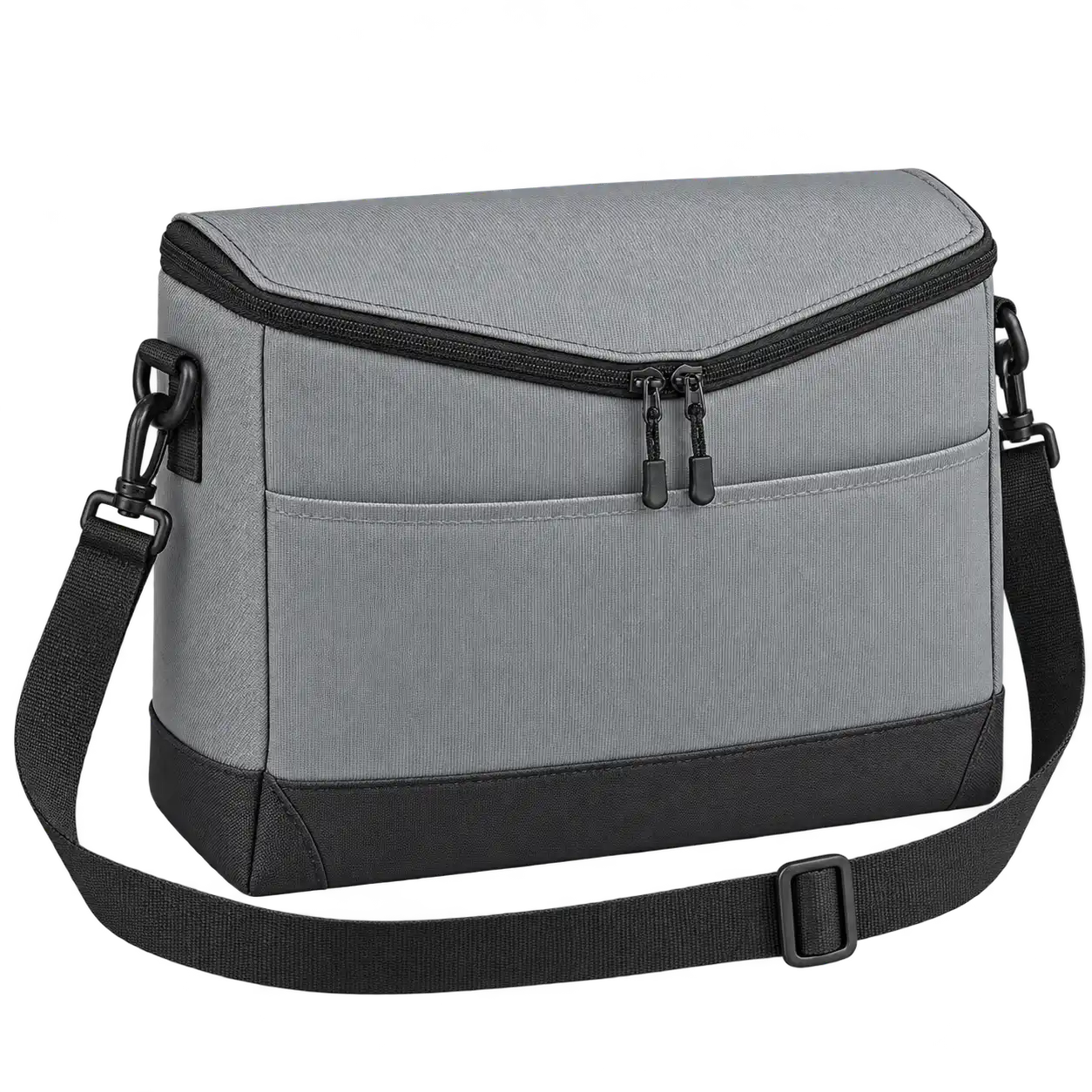 Medium Cool Grey Solution-Dyed Polyester Thermal Cooler Bag — As illustrated; custom strap colours available