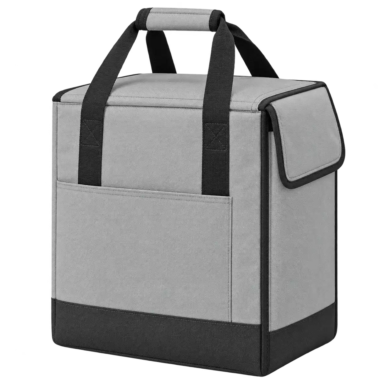 Light Cool Grey Solution-Dyed Polyester Thermal Food Delivery Bag — As illustrated; custom strap colours available