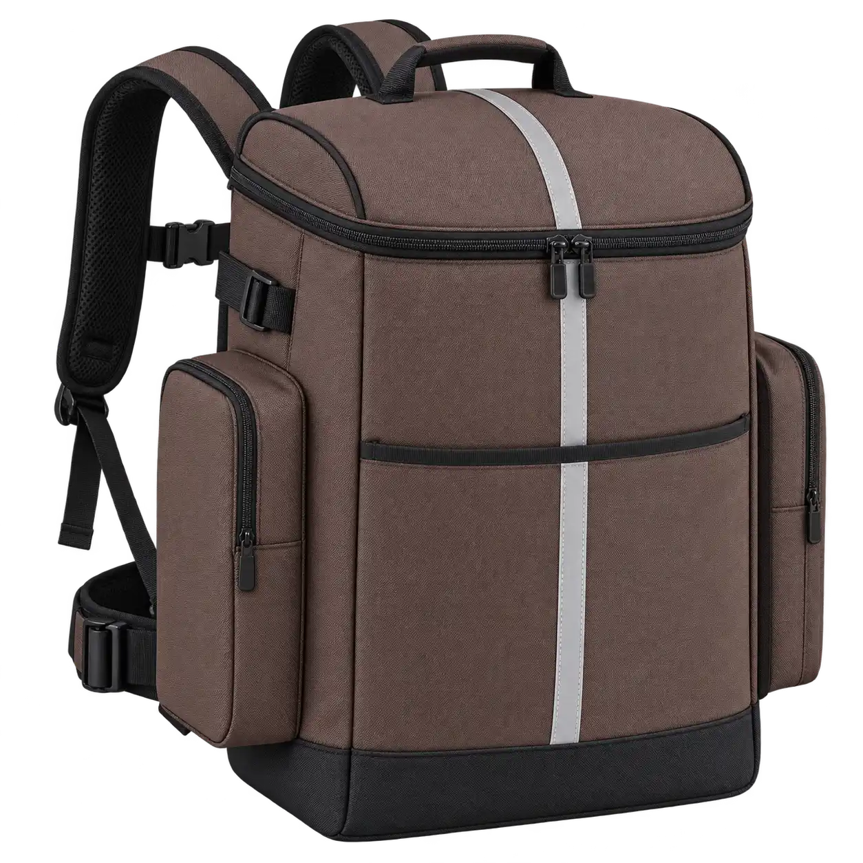 Chocolate Brown Solution-Dyed Polyester Insulated Rider Delivery Bag — As illustrated; custom strap colours available