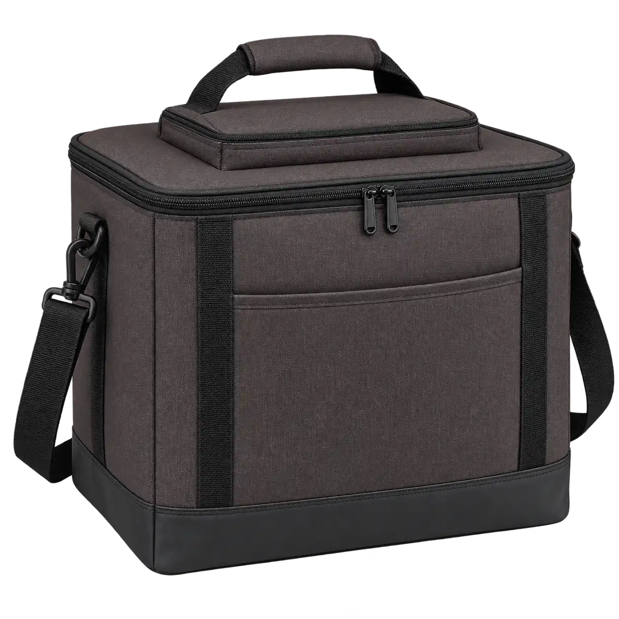 Dark Chocolate Charcoal Solution-Dyed Polyester Thermal Food Delivery Bag — As illustrated; custom strap colours available