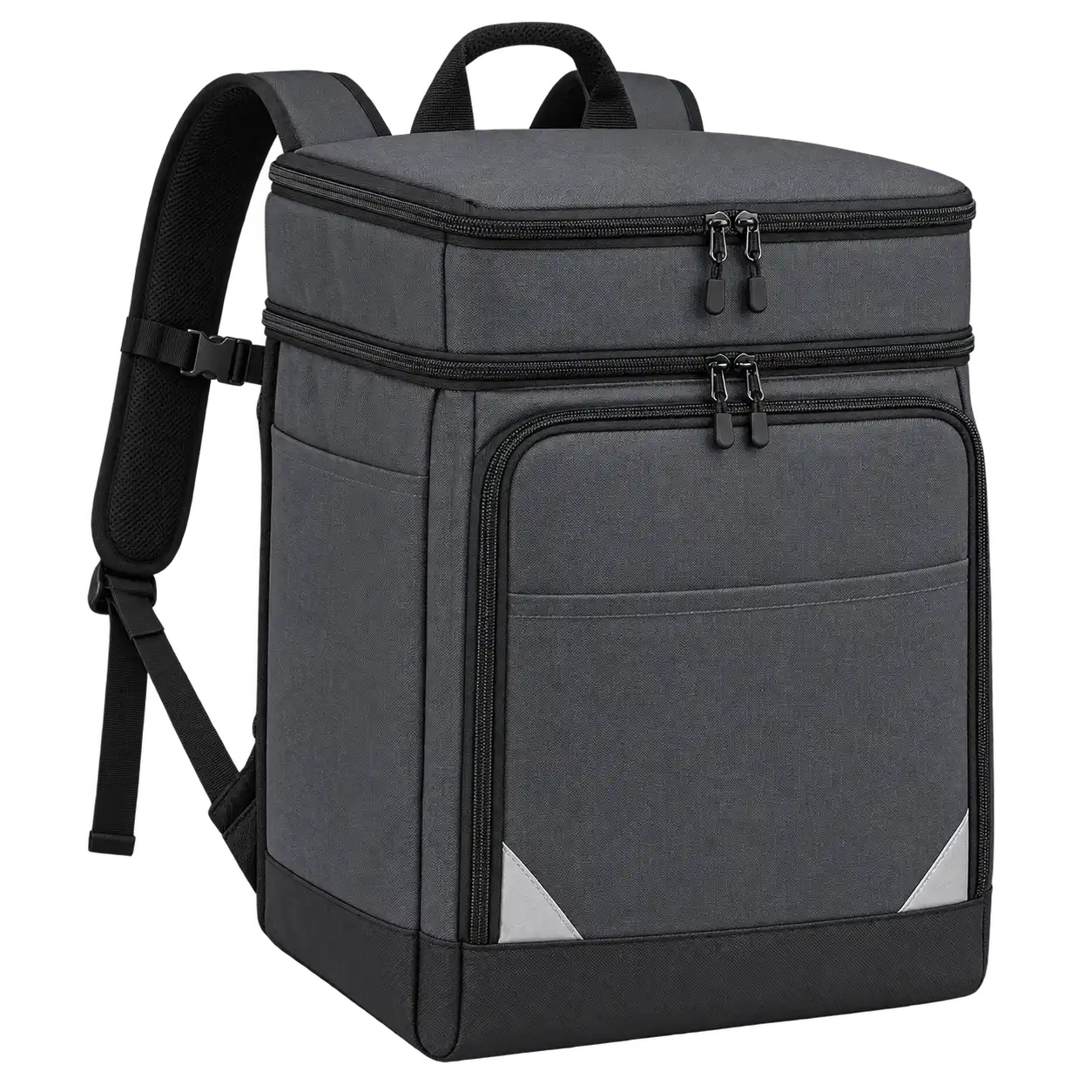 Dark Charcoal Grey Solution-Dyed Polyester Insulated Rider Delivery Bag — As illustrated; custom strap colours available