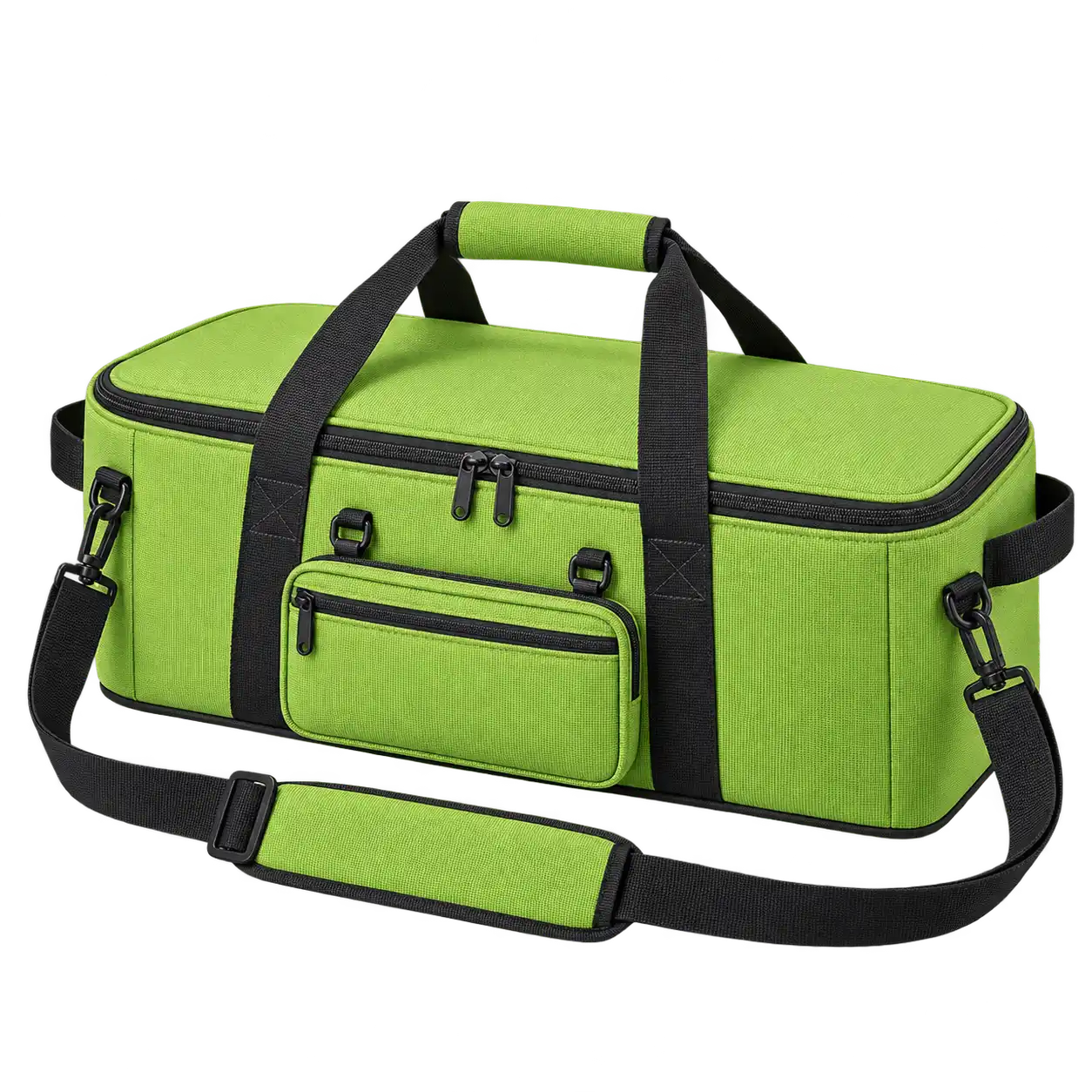 Lime Green Solution-Dyed Polyester Thermal Cooler Bag — As illustrated; custom strap colours available