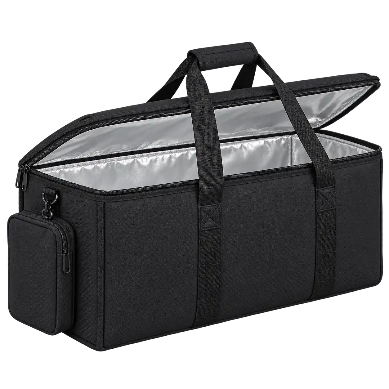Black Solution-Dyed Polyester Thermal Food Delivery Bag — As illustrated; custom strap colours available