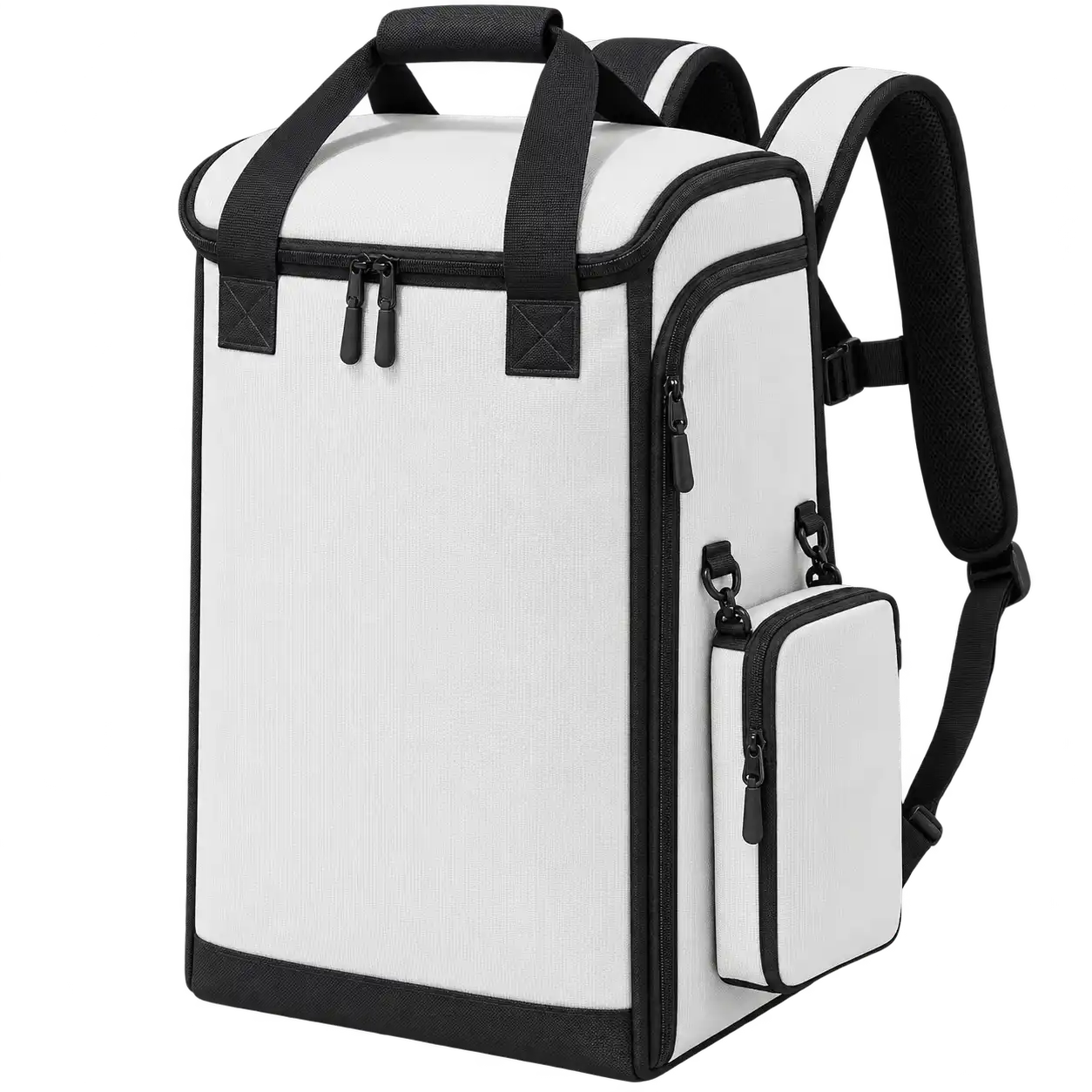 White Solution-Dyed Polyester Insulated Rider Delivery Bag — As illustrated; custom strap colours available