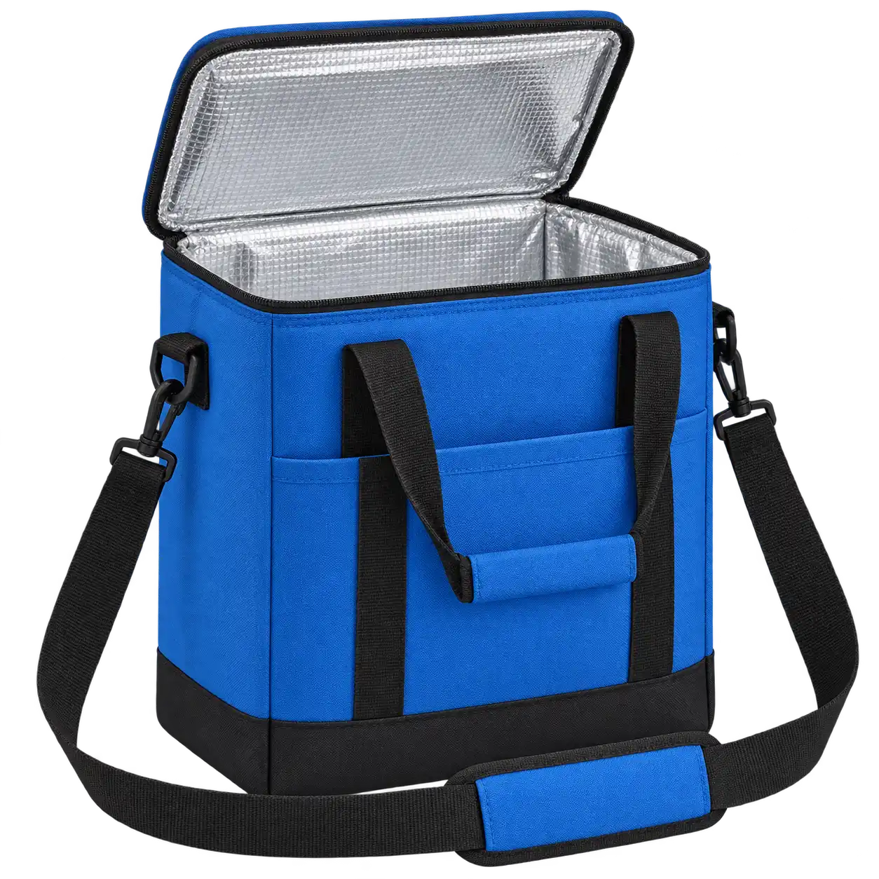 Bright Blue Solution-Dyed Polyester Thermal Burger Delivery Bag — As illustrated; custom strap colours available