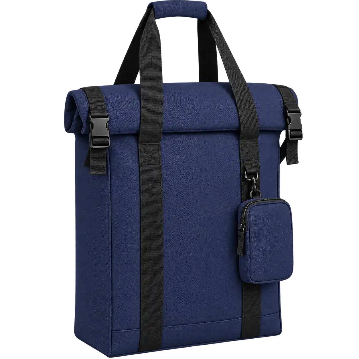 Deep Navy Solution-Dyed Polyester Thermal Food Delivery Bag — As illustrated; custom strap colours available