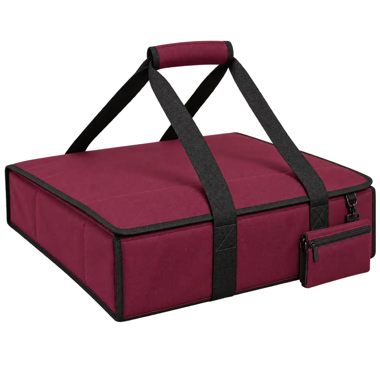 Burgundy Solution-Dyed Polyester Thermal Pizza Delivery Bag — As illustrated; custom strap colours available