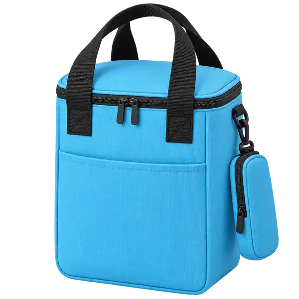 Sky Cyan Blue Solution-Dyed Polyester Thermal Burger Delivery Bag