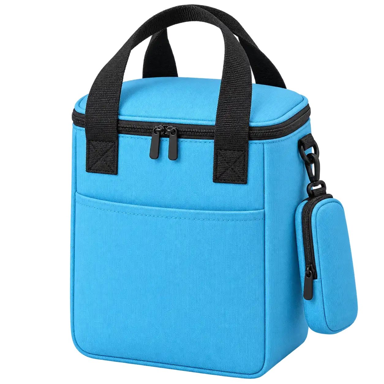 Sky Cyan Blue Solution-Dyed Polyester Thermal Burger Delivery Bag — As illustrated; custom strap colours available