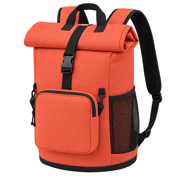 Coral Orange Solution-Dyed Polyester Thermal Cooler Bag