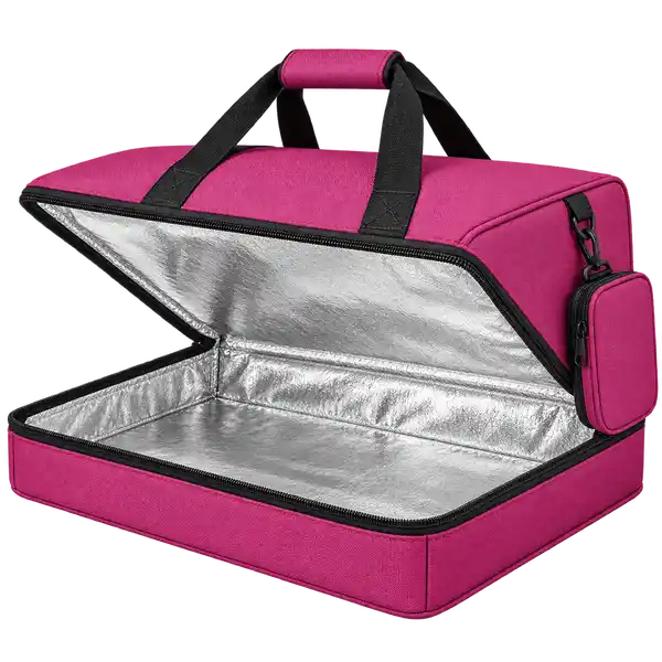 Magenta Solution-Dyed Polyester Thermal Pizza Delivery Bag