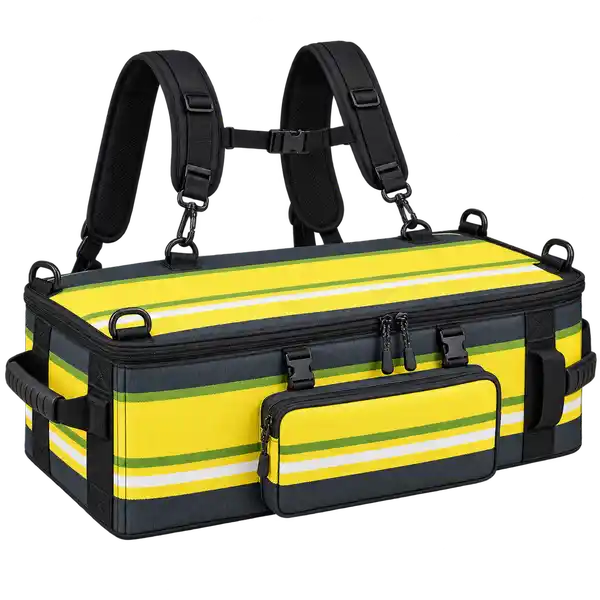 Charcoal Yellow And White Mixed Stripes Solution-Dyed Polyester Insulated Rider Delivery Bag