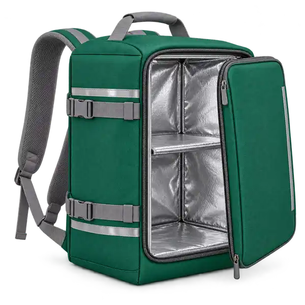 Emerald Green Solution-Dyed Polyester Insulated Rider Delivery Bag — Grey