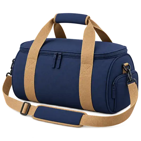 Deep Navy Polyspun Canvas Thermal Cooler Bag — Camel tan