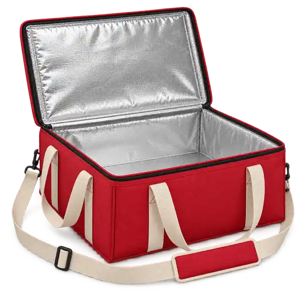 Red D600 Oxford Thermal Pizza Delivery Bag — Cream