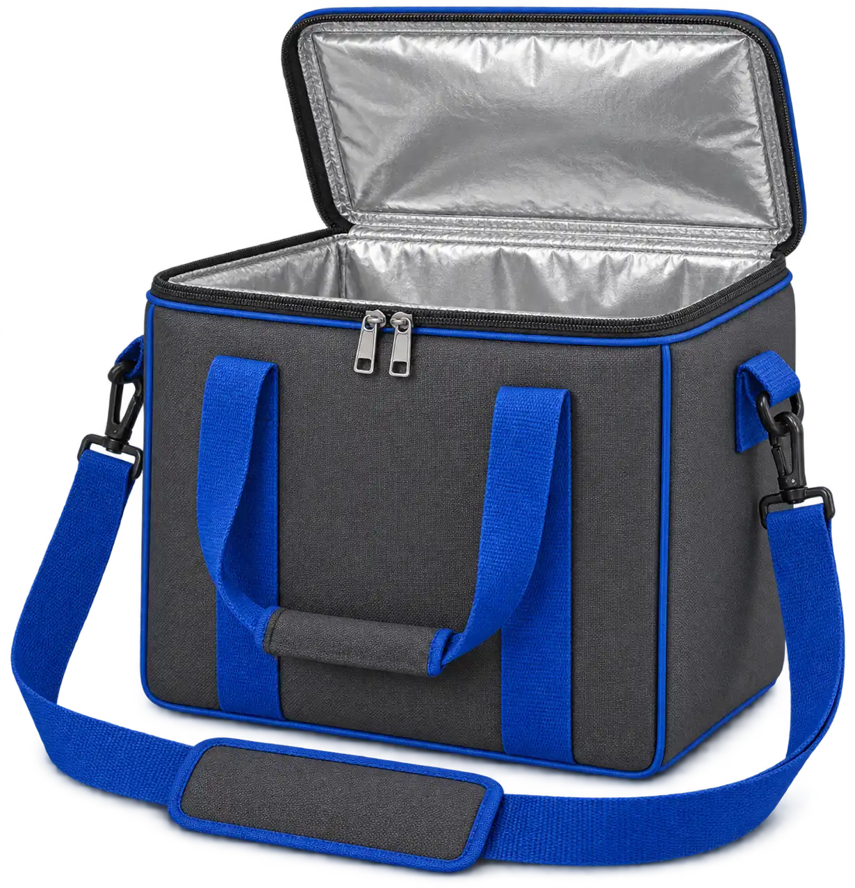 Charcoal Grey D600 Oxford Thermal Burger Delivery Bag — Cobalt blue