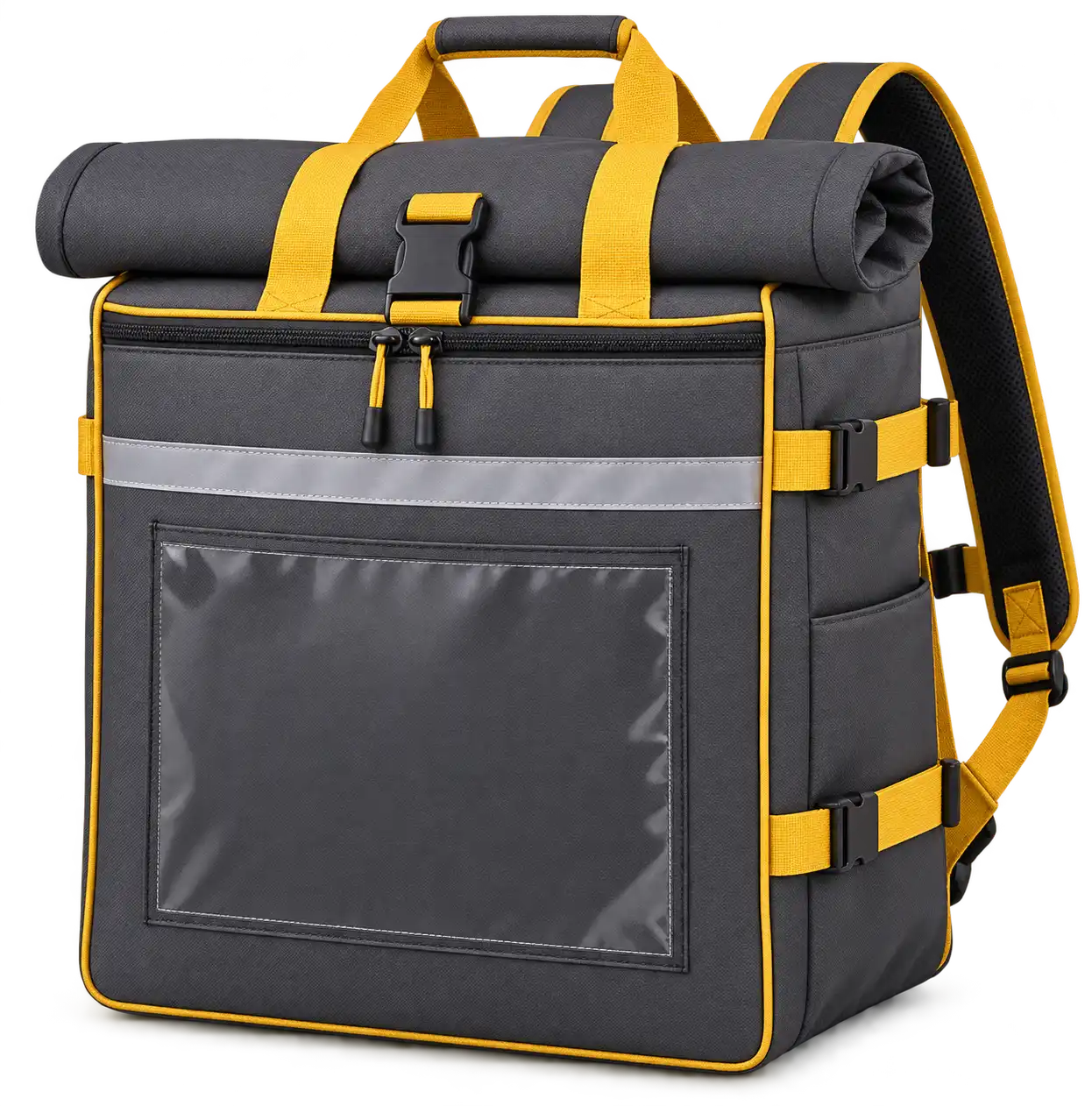 Charcoal Grey D600 Oxford Insulated Rider Delivery Bag — Golden yellow