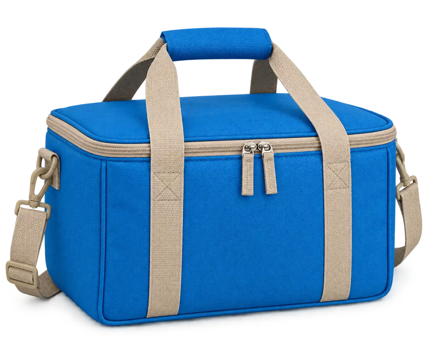 Bright Azure Blue D600 Oxford Thermal Cooler Bag — Sand beige