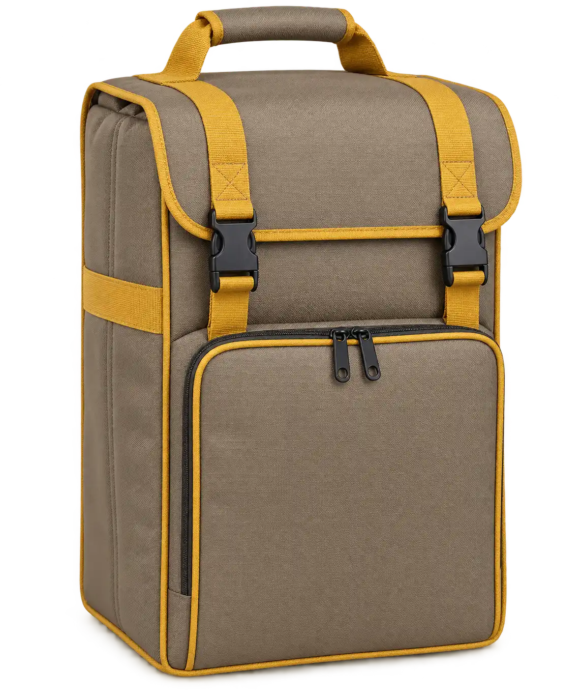 Khaki Taupe D600 Oxford Thermal Burger Delivery Bag — Golden yellow