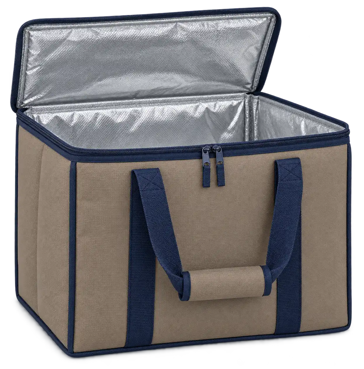 Khaki Taupe D600 Oxford Thermal Food Delivery Bag — Navy blue