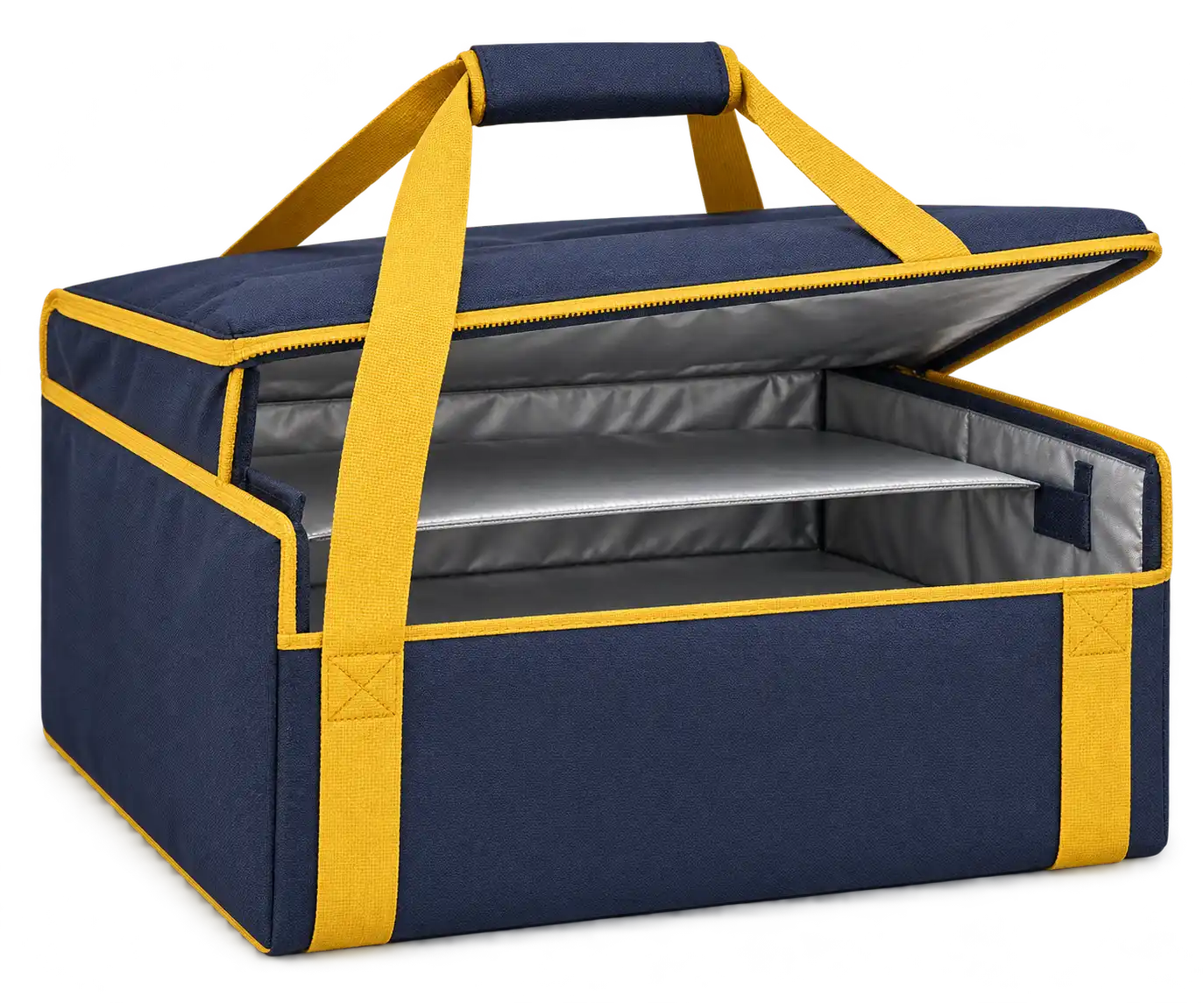 Navy D600 Oxford Thermal Pizza Delivery Bag — Golden yellow