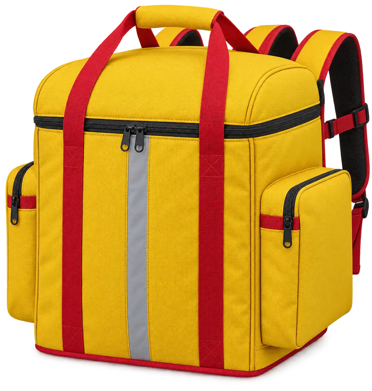 Golden Yellow D600 Oxford Insulated Rider Delivery Bag — Red