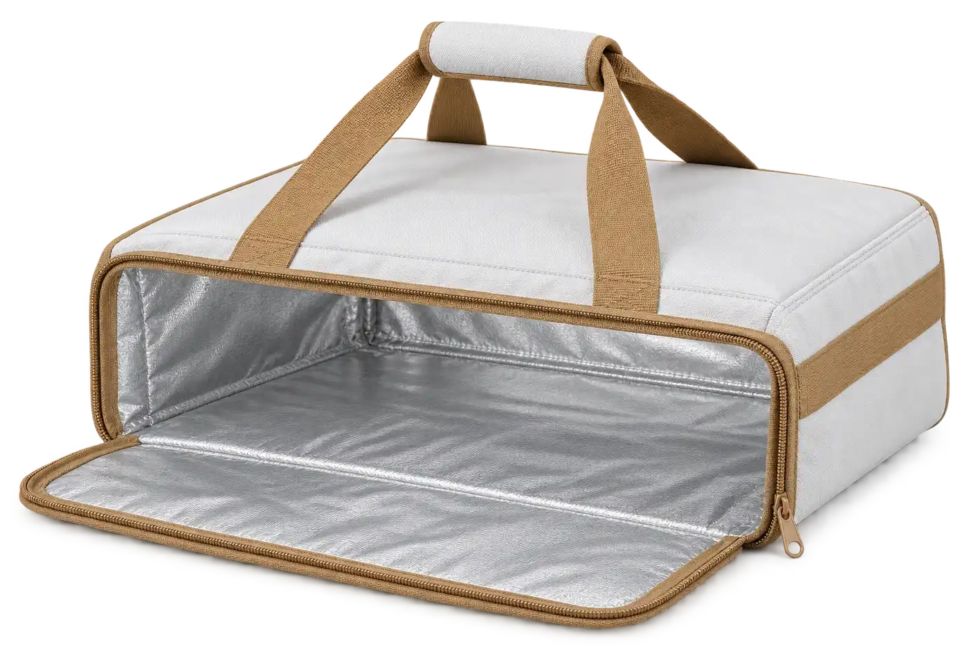 White D600 Oxford Thermal Pizza Delivery Bag — Camel tan