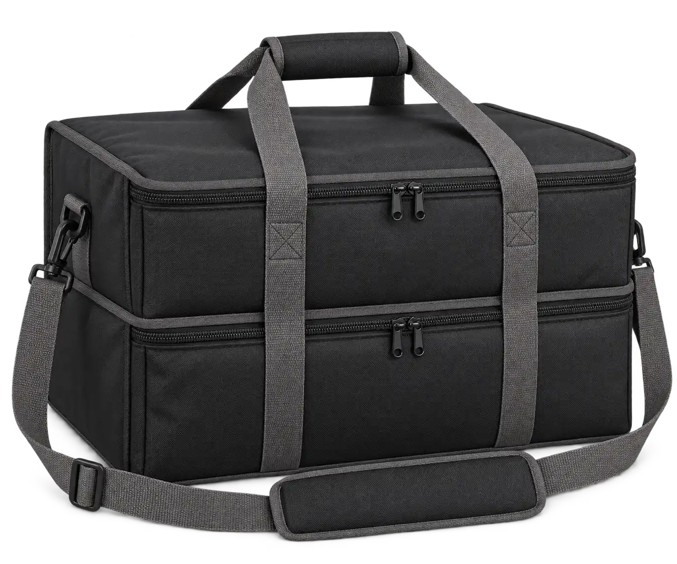 Black D600 Oxford Thermal Pizza Delivery Bag — Warm grey