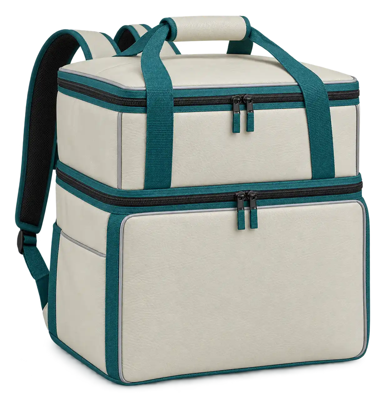 Ivory Faux Leather Insulated Rider Delivery Bag — Teal