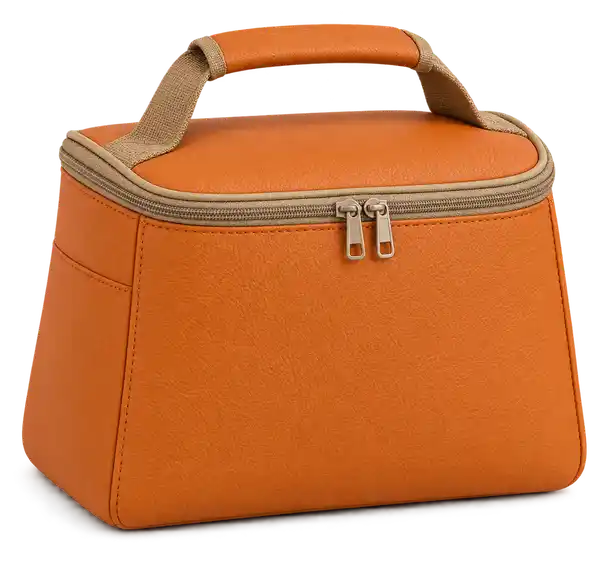Orange Faux Leather Thermal Cooler Bag