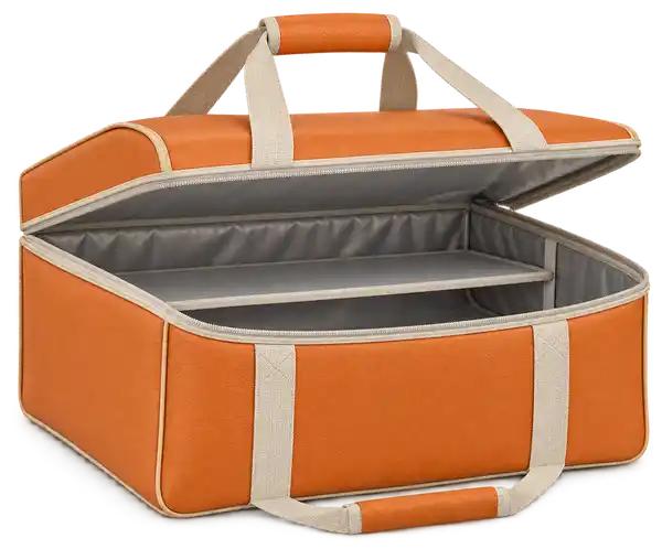 Orange Faux Leather Thermal Pizza Delivery Bag