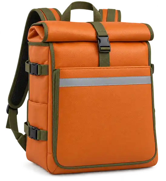 Orange Faux Leather Insulated Rider Delivery Bag