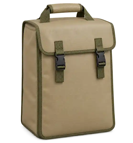 Khaki Beige Faux Leather Thermal Burger Delivery Bag