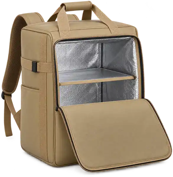 Khaki Beige Faux Leather Insulated Rider Delivery Bag