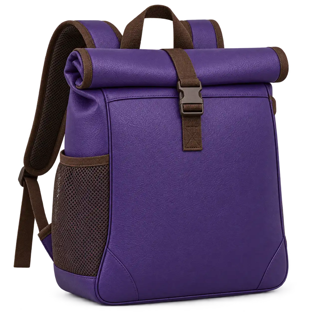 Purple Faux Leather Thermal Cooler Bag — Chocolate brown