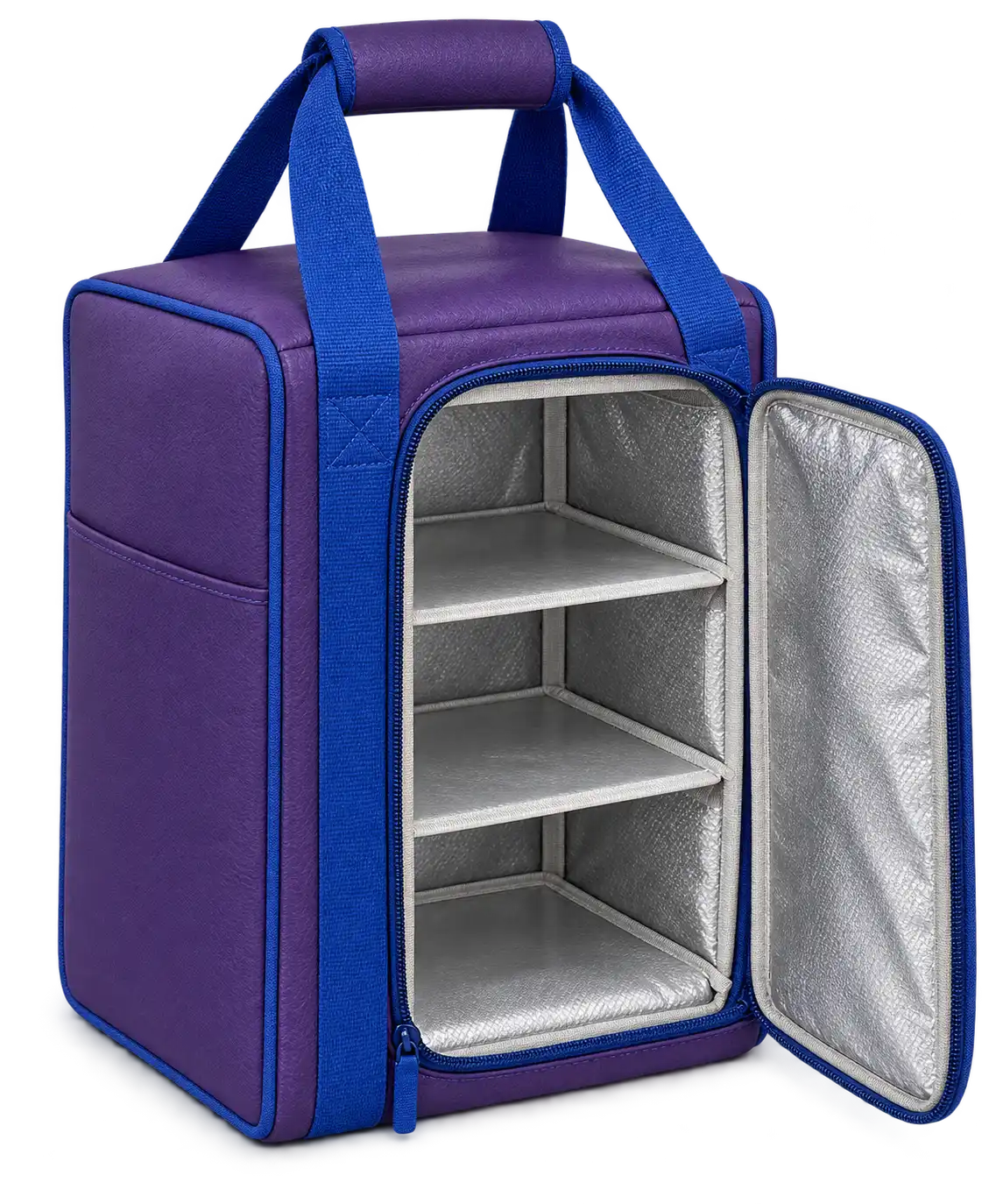 Purple Faux Leather Thermal Food Delivery Bag — Cobalt blue