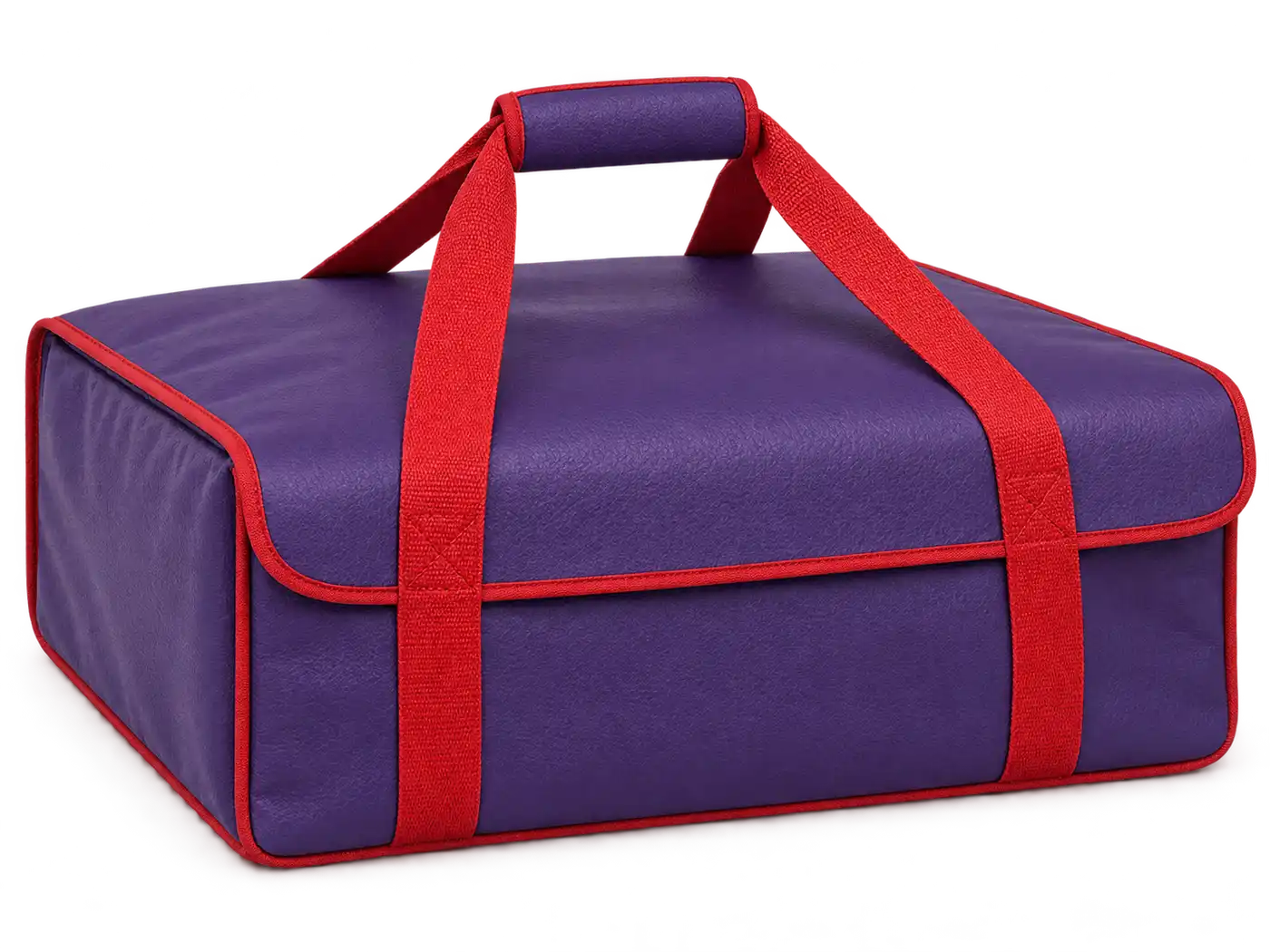 Purple Faux Leather Thermal Pizza Delivery Bag — Red