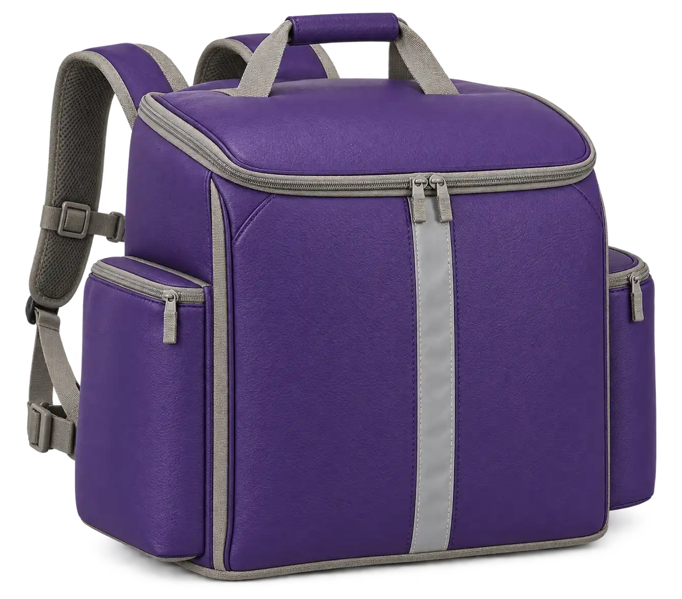 Purple Faux Leather Insulated Rider Delivery Bag — Warm grey