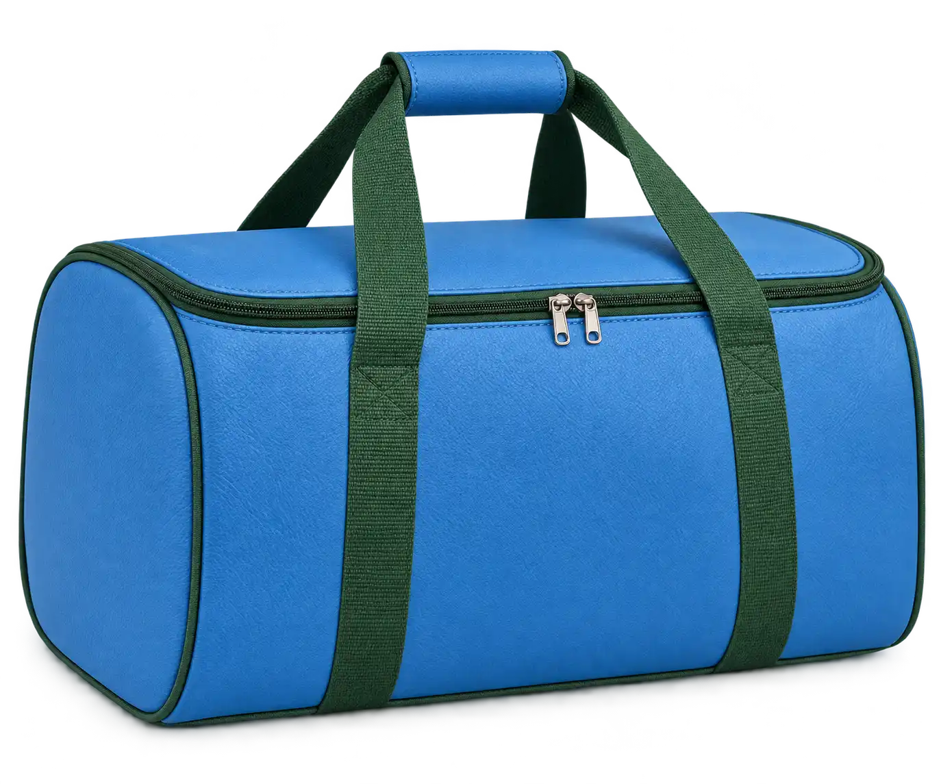 Sky Blue Faux Leather Thermal Food Delivery Bag — Forest green