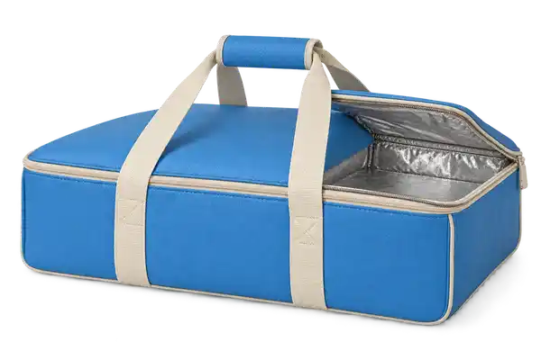 Sky Blue Faux Leather Thermal Pizza Delivery Bag