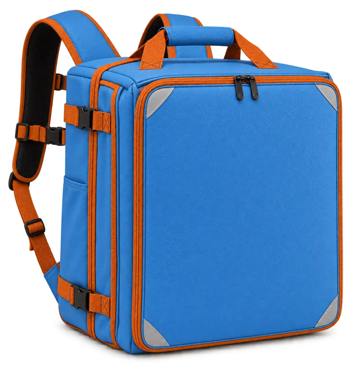 Sky Blue Faux Leather Insulated Rider Delivery Bag — Burnt orange