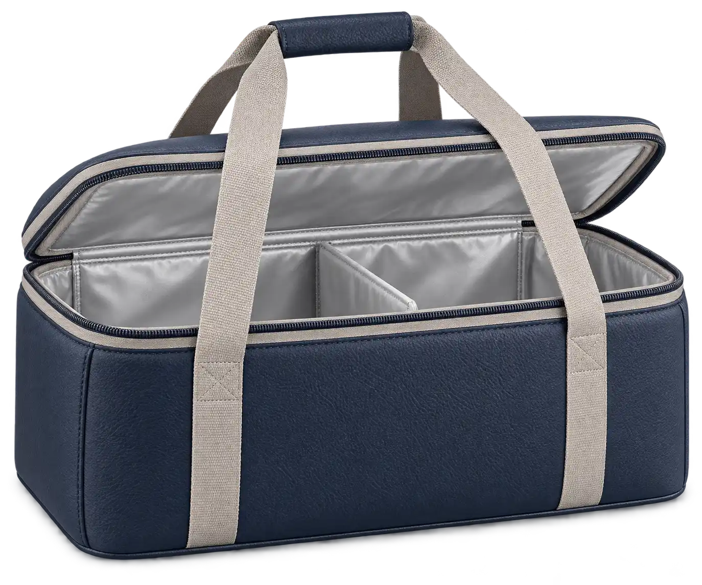 Navy Faux Leather Thermal Burger Delivery Bag — Warm grey