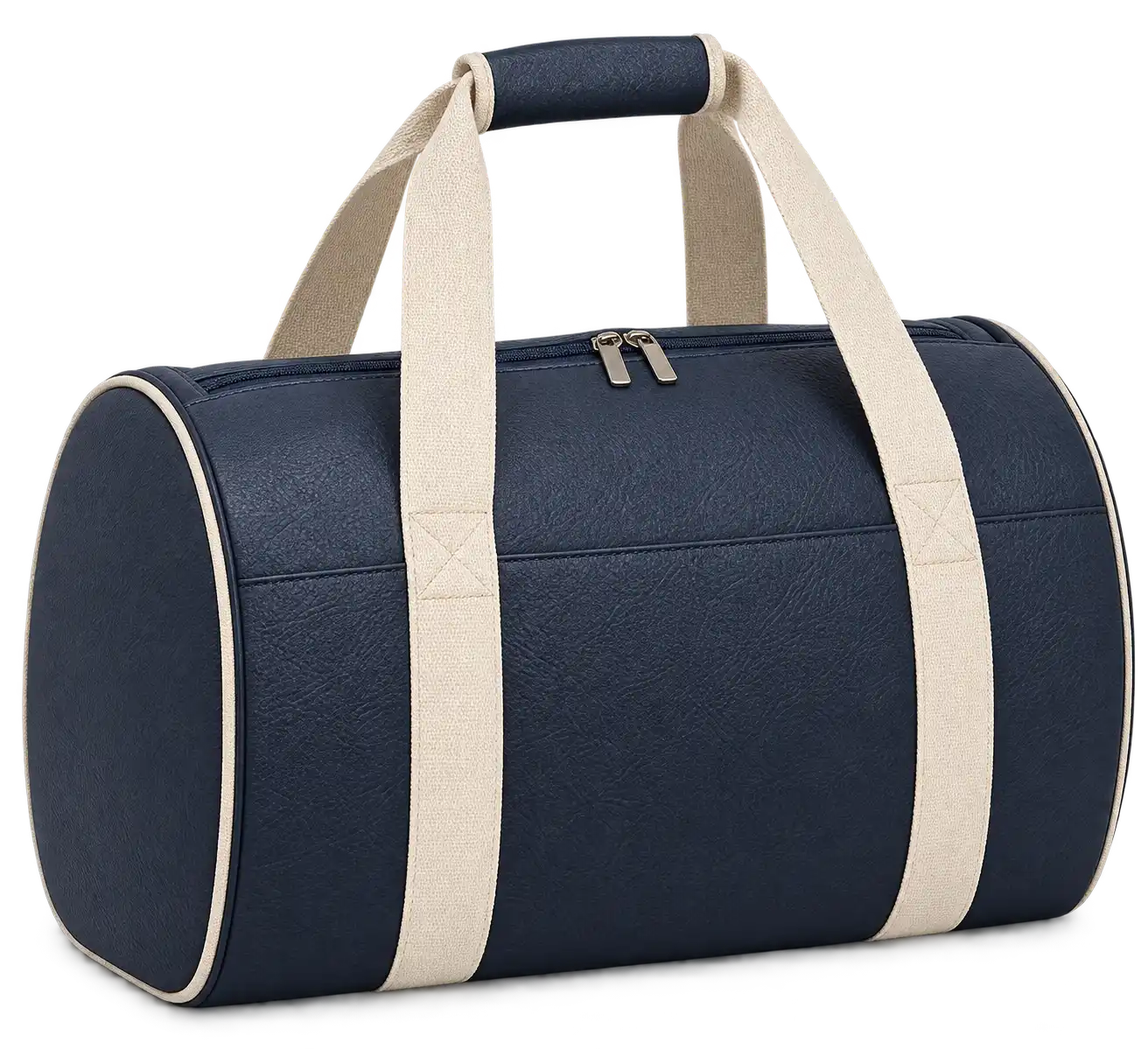Navy Faux Leather Thermal Cooler Bag — Cream