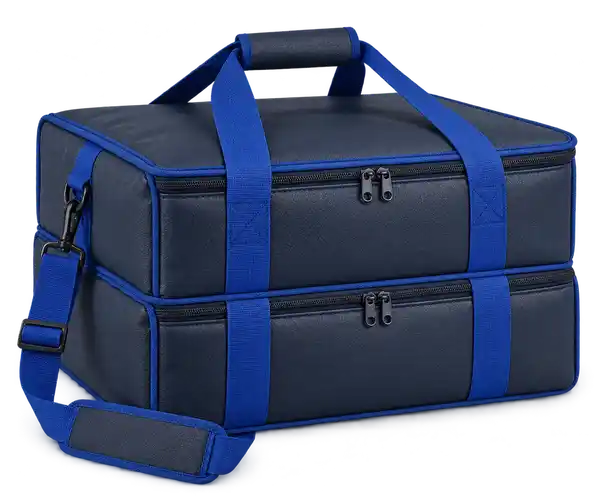 Navy Faux Leather Thermal Pizza Delivery Bag